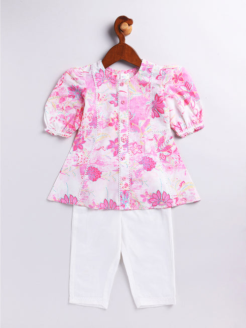 Girl's' Pink Kurta Set